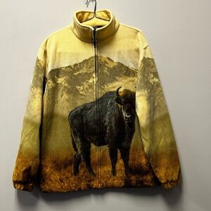 Wildkind Buffalo Bison Western Nature Graphic Fleece Full Zip Jacket—XL